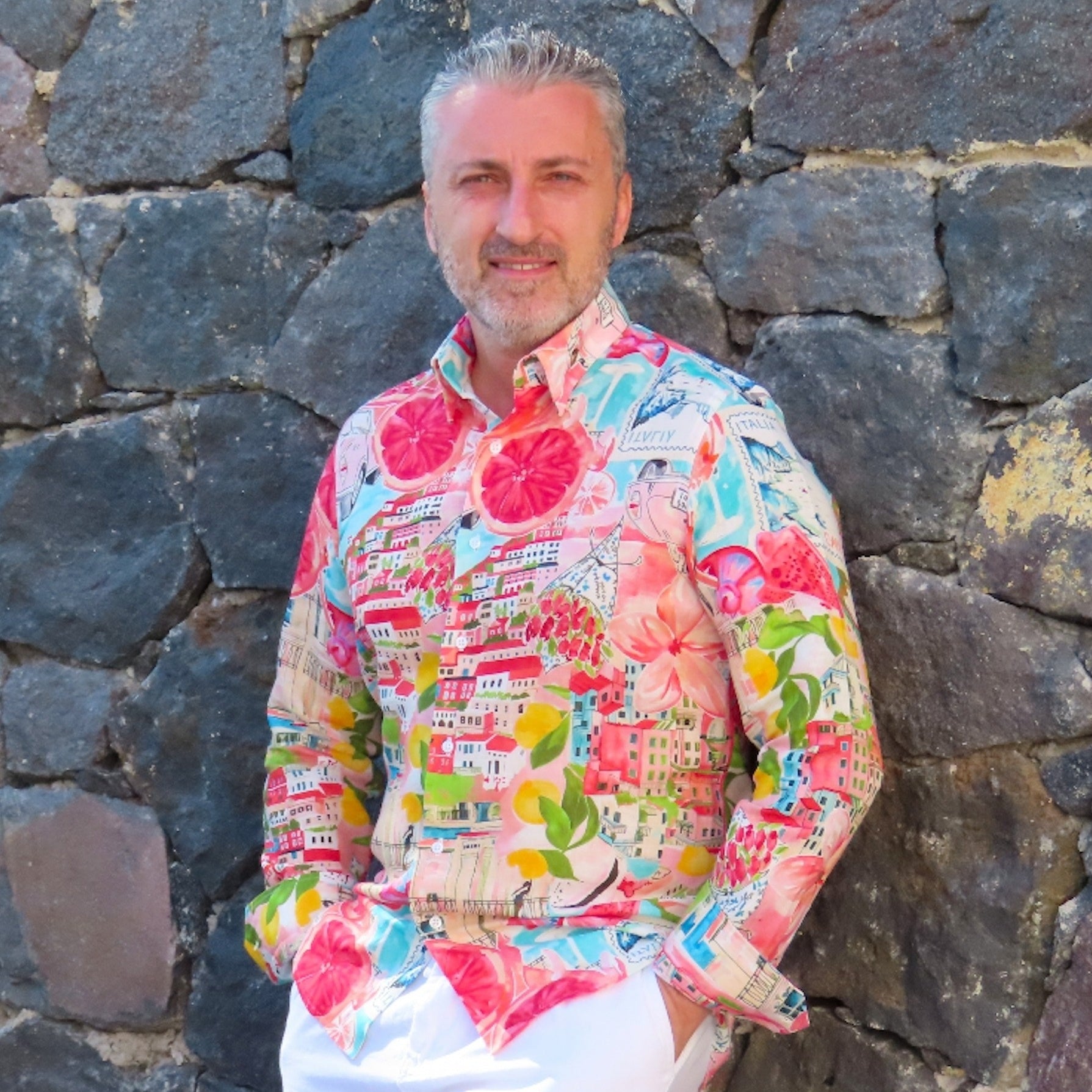 Cămașă bărbați casual Capri Rosso