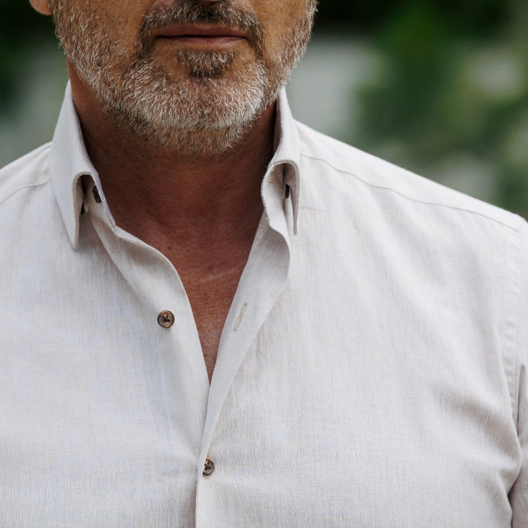 Men's casual cream shirt made of Merer IN