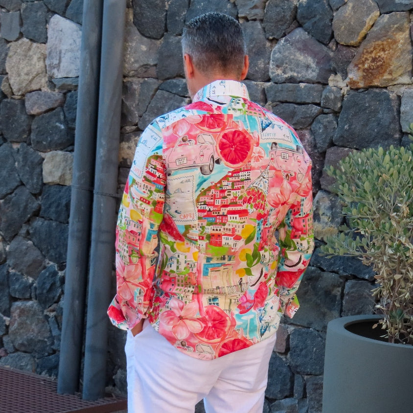 Cămașă bărbați casual Capri Rosso
