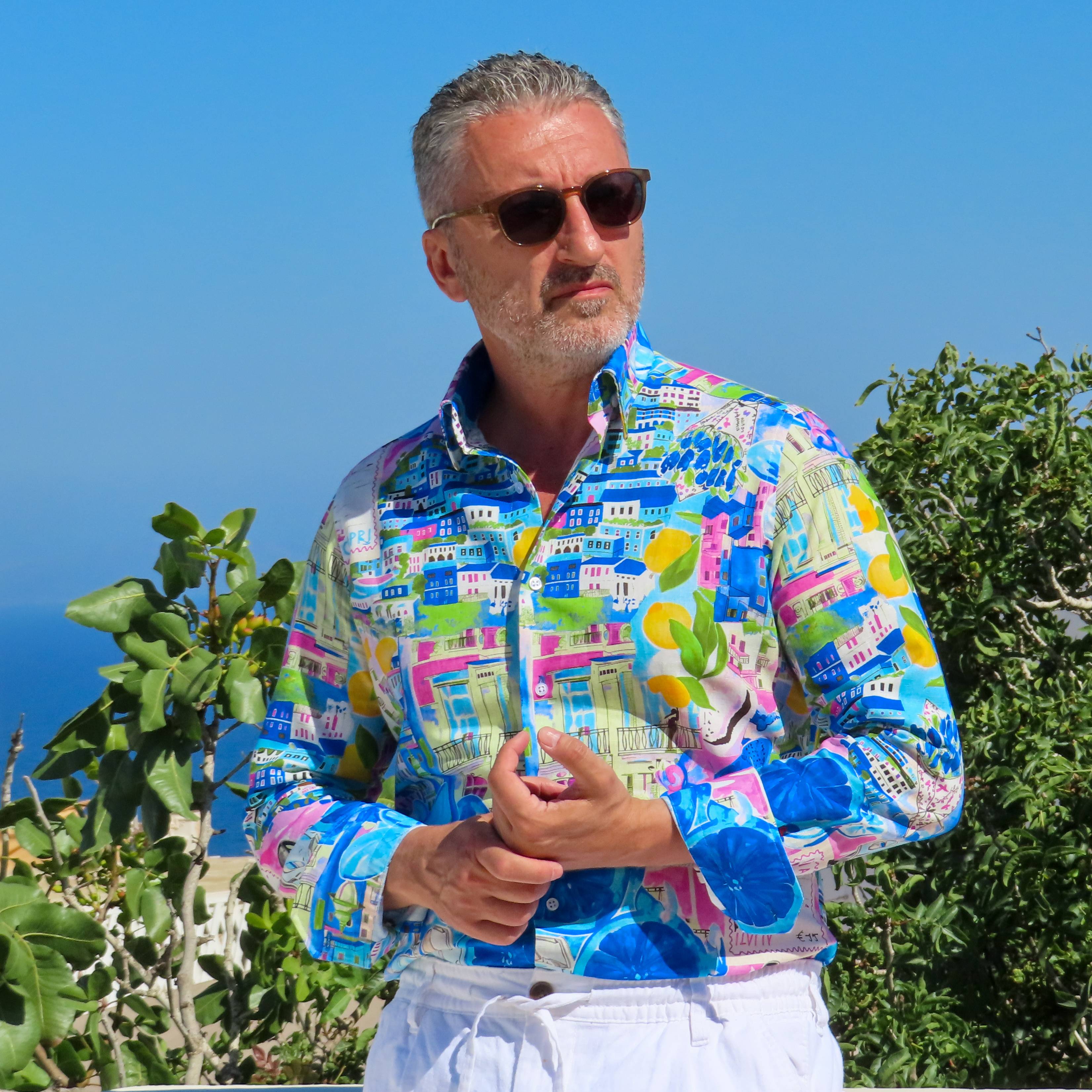 Cămașă bărbați casual Capri Azzurro