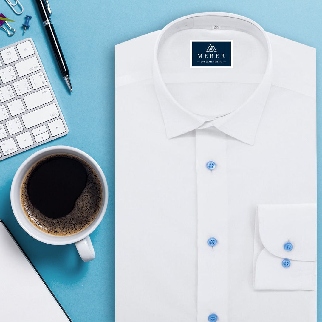 Men's white shirt with blue buttons Merer