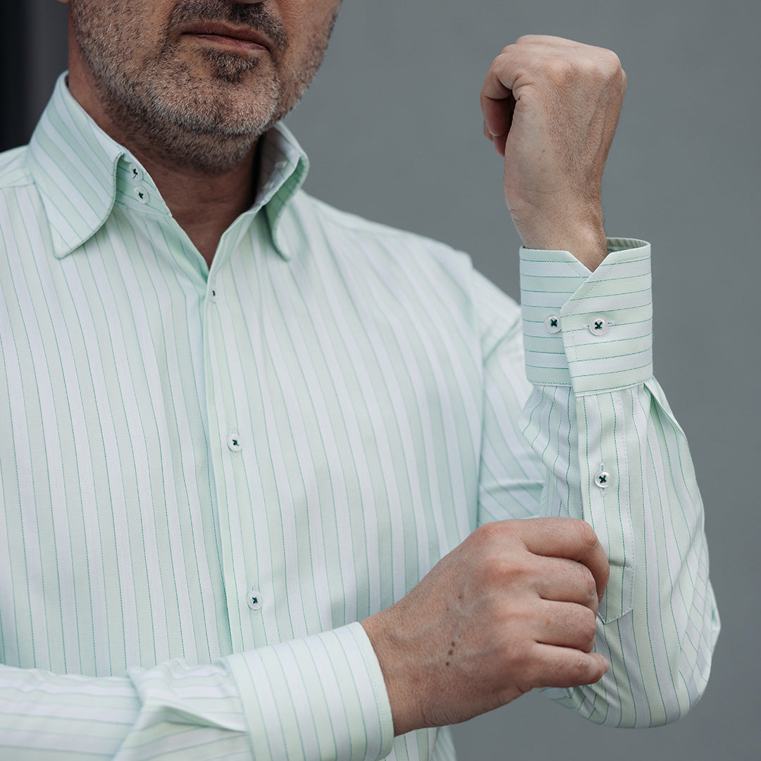 Men's business shirt in pastel green stripes Merer
