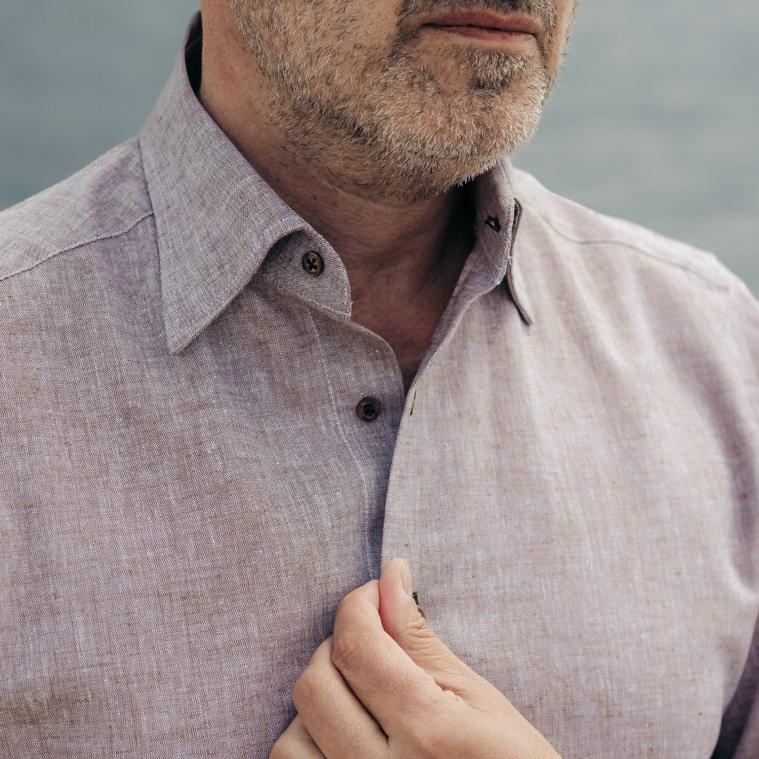 Men's casual brown shirt made of Merer IN