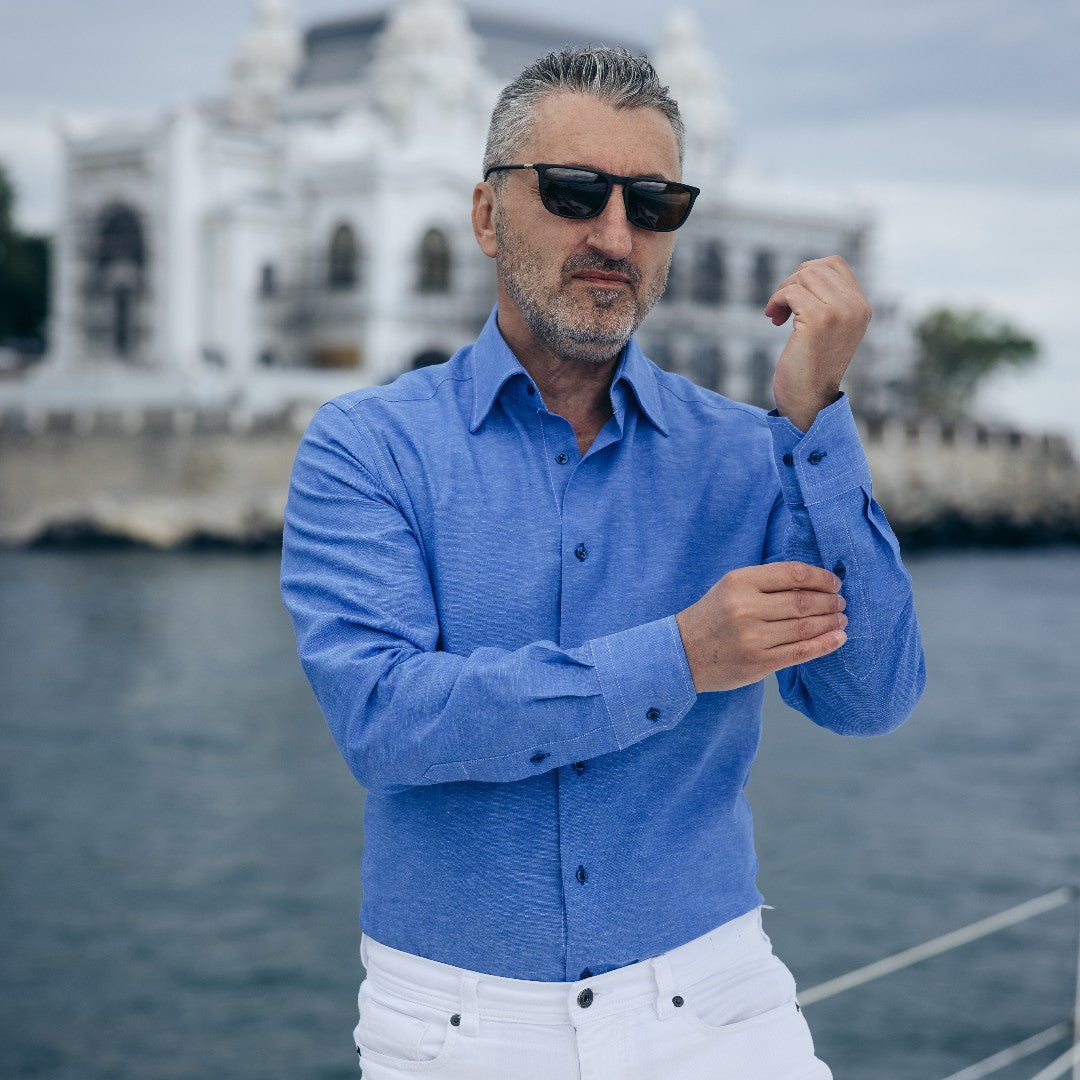 Camasa barbati albastra casual din IN Merer