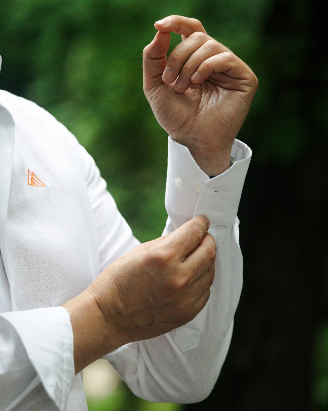 Camasa barbati alba casual din IN cu logo brodat Merer