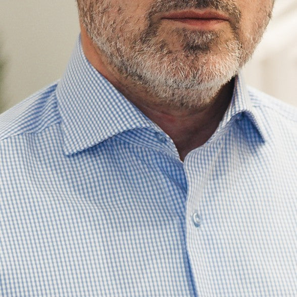 Men's business shirt in fine blue checks Merer