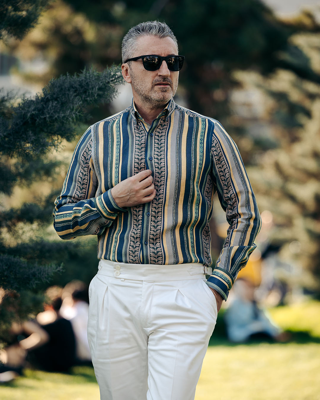 Camasa barbati casual imprimeu din IN cu model tribal vertical Merer