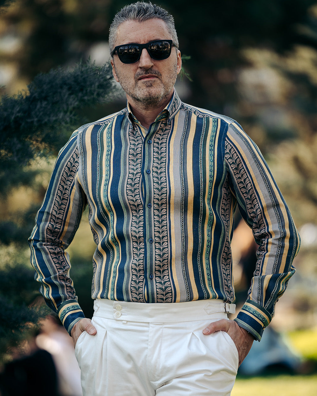 Camasa barbati casual imprimeu din IN cu model tribal vertical Merer