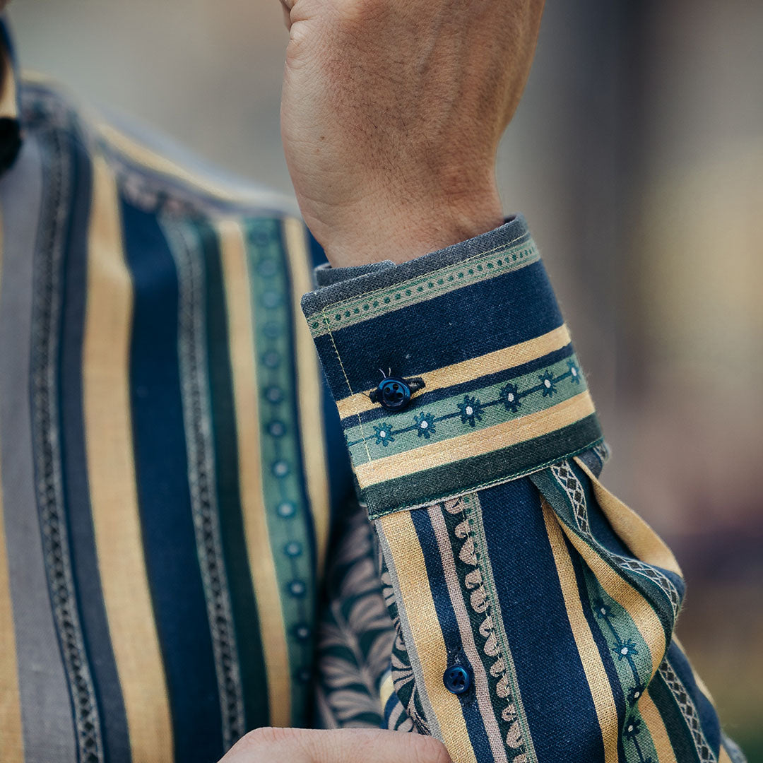 Camasa barbati casual imprimeu din IN cu model tribal vertical Merer