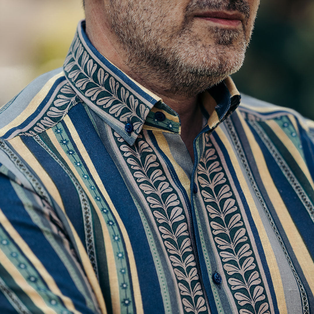 Camasa barbati casual imprimeu din IN cu model tribal vertical Merer