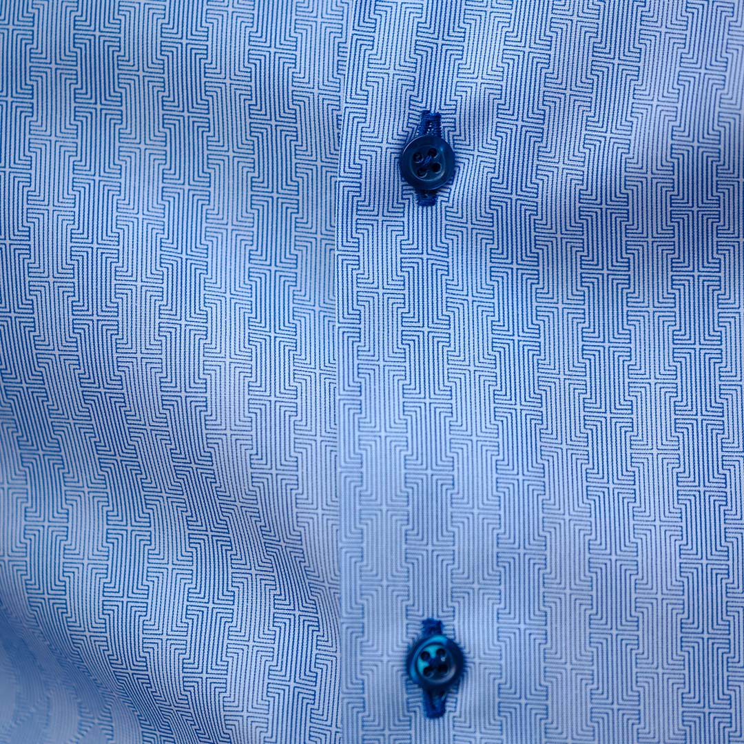 Men's blue shirt with fine pattern and casual design details Merer