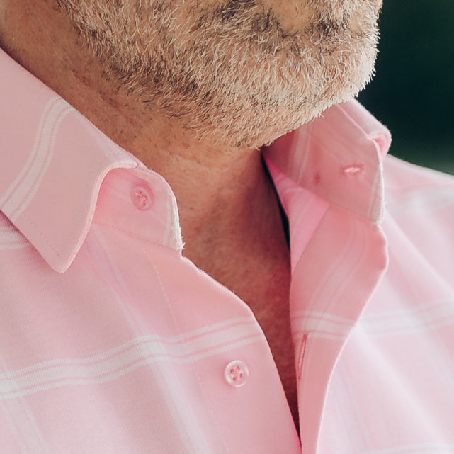 Camasa barbati casual in carouri mari roz Merer