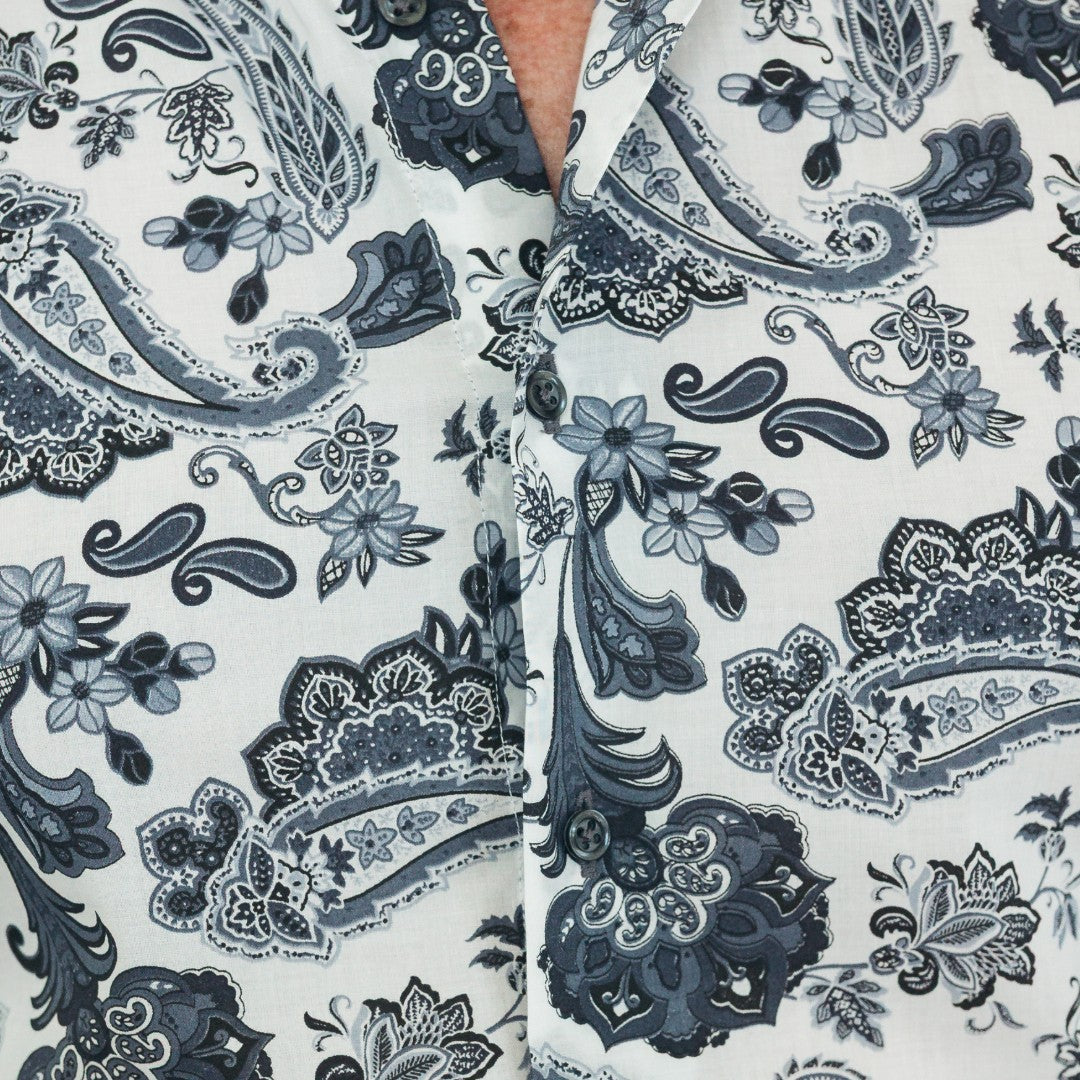 Men's casual shirt with gray arabesque print Merer