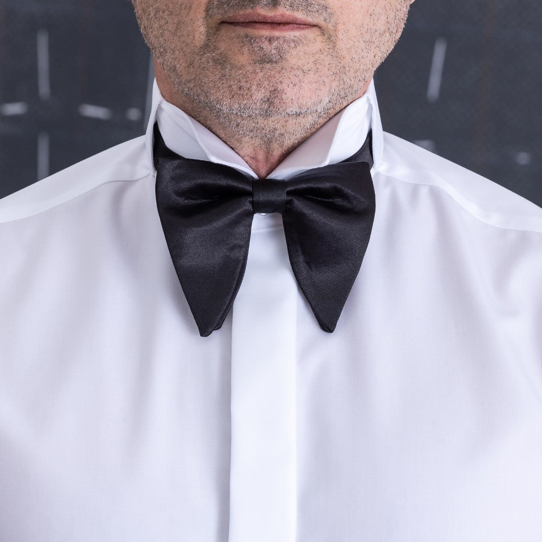Long plain black bow tie