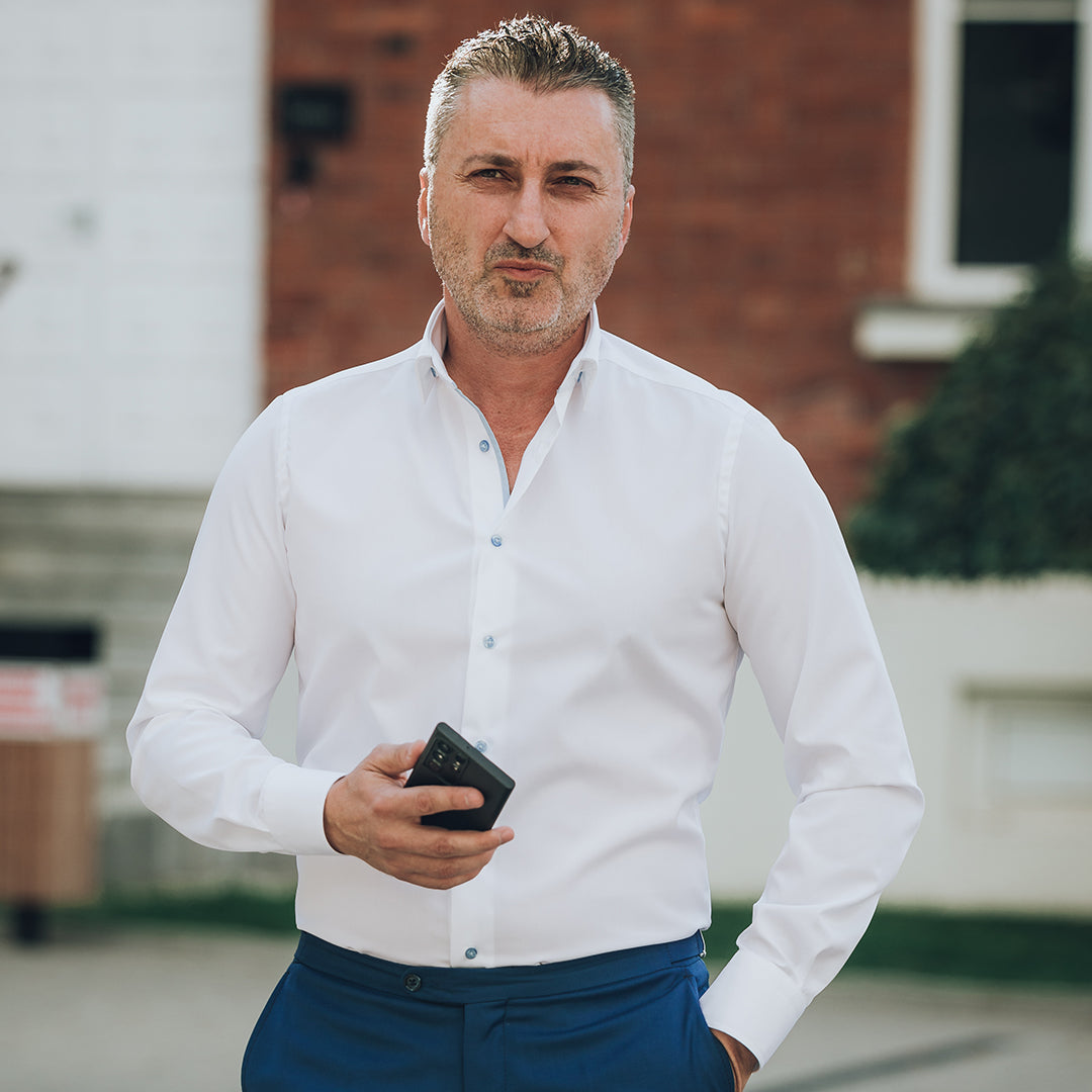 Camasa barbati alba business casual premium Merer