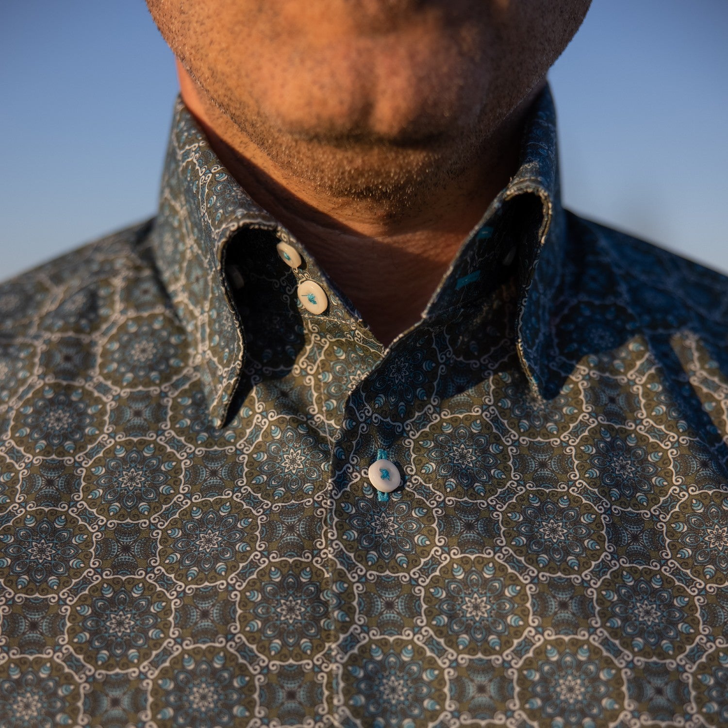 Camasa barbati casual imprimeu model verde - turcoaz Merer