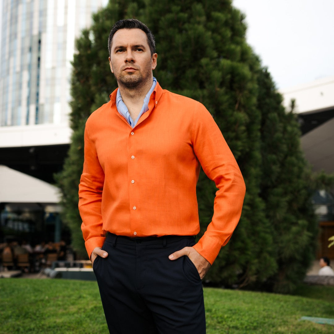 Camasa barbati casual orange din IN Merer