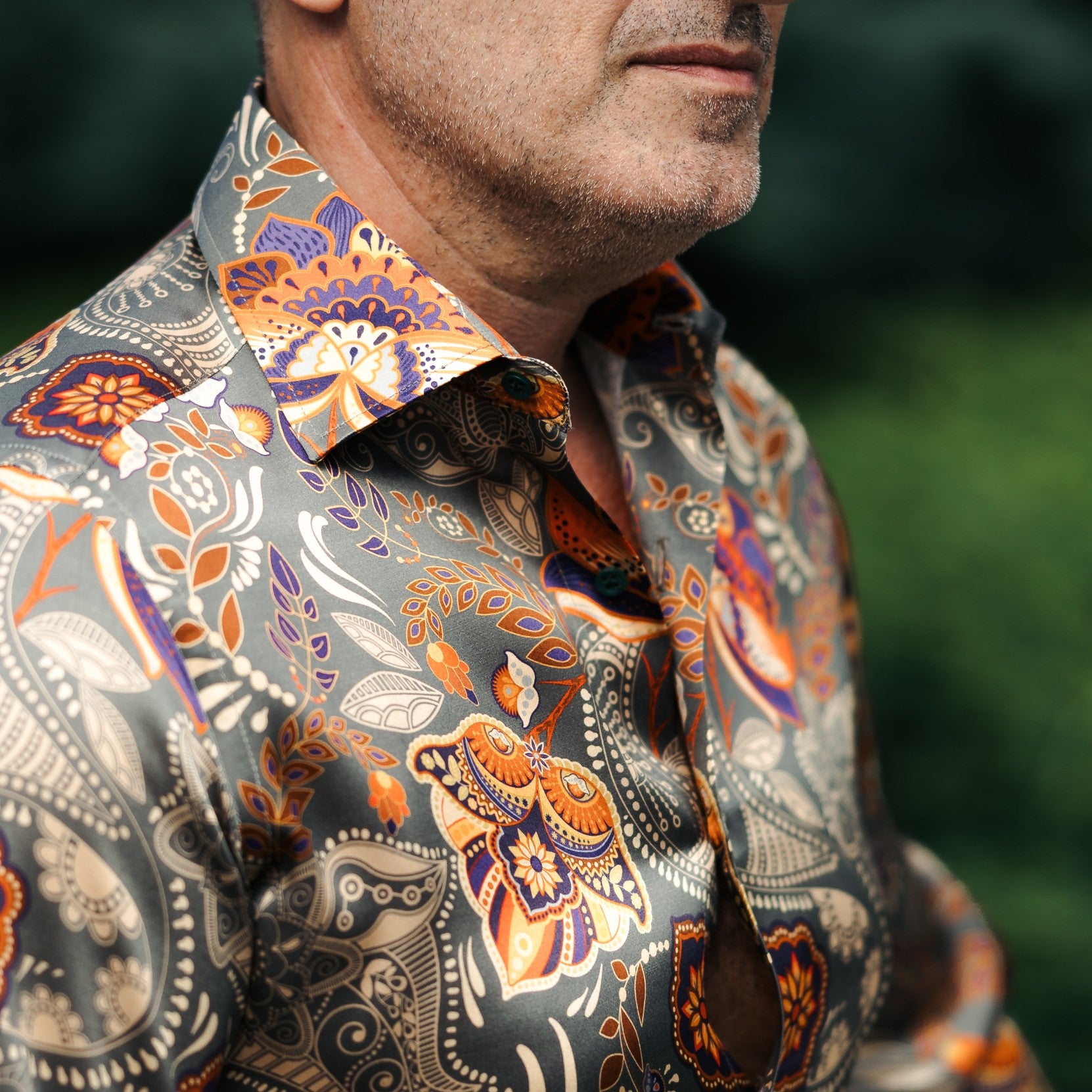Men's casual shirt, fine red-gray pattern, Merer