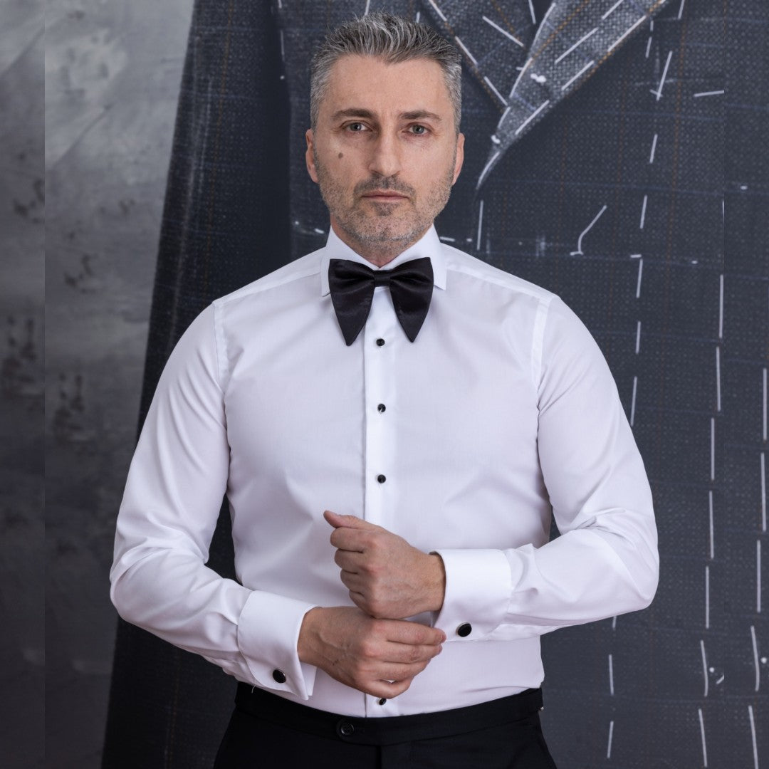 Long plain black bow tie