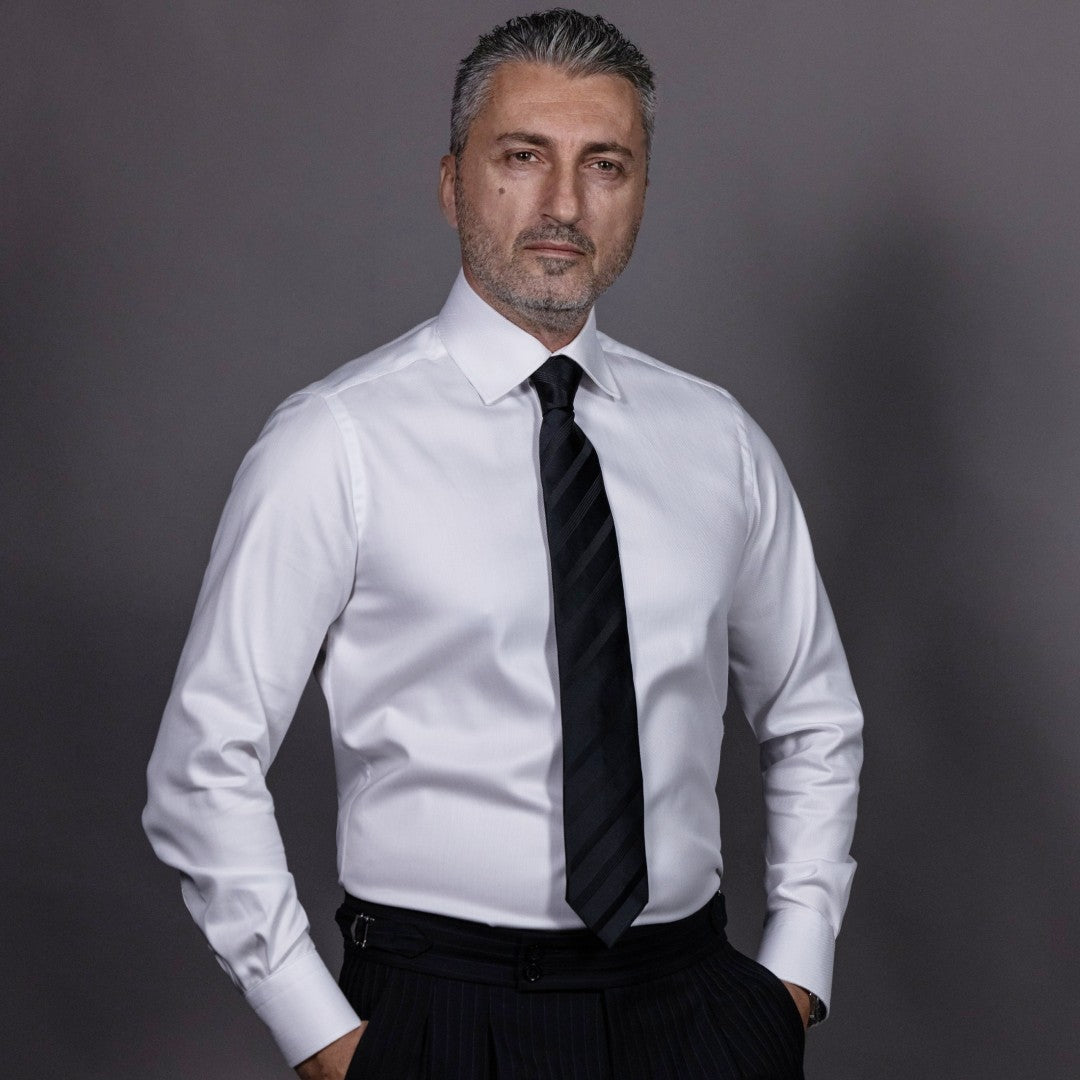 Camasa barbati alba Herringbone premium Merer