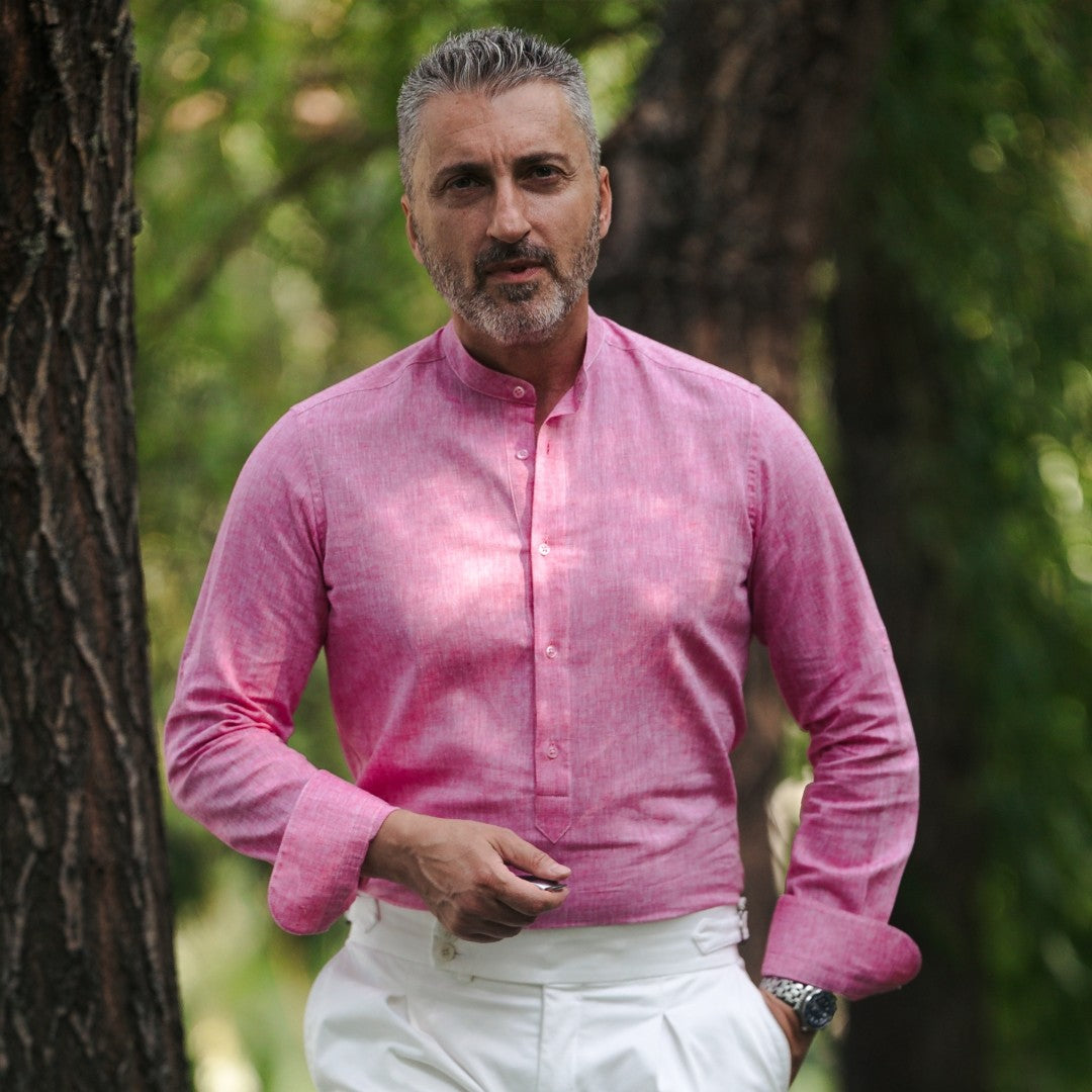 Men's casual pink IN shirt with partial vent Merer