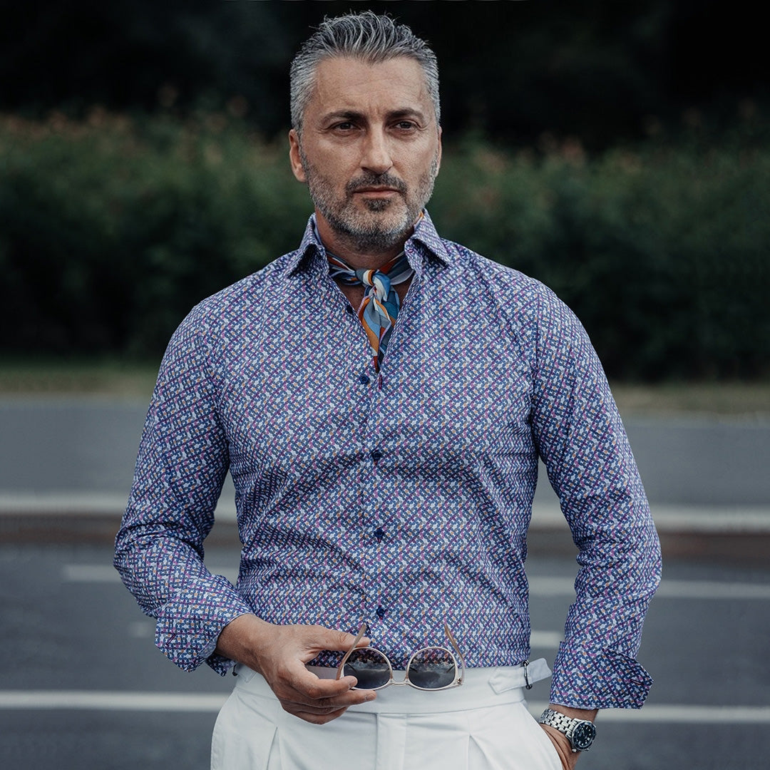 Camasa barbati imprimeu model abstract unicat Merer