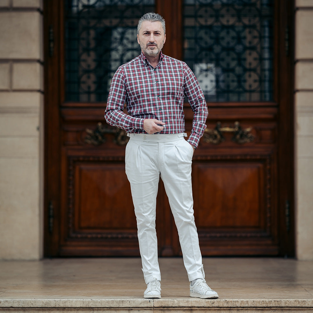 Camasa barbati in carouri multicolore casual Merer