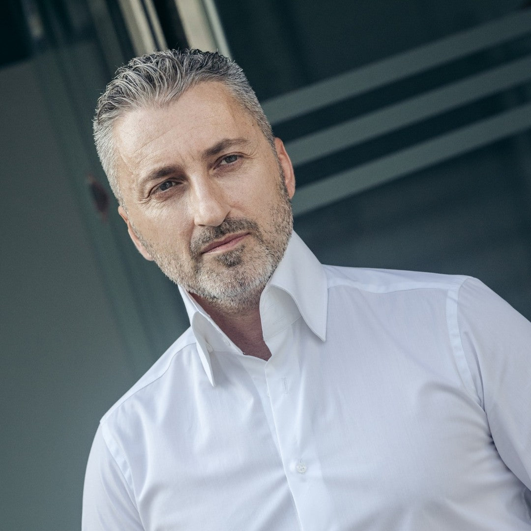 Camasa barbati alba cu guler foarte inalt Merer