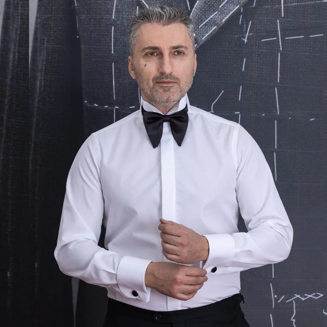 Camasa barbati alba ceremonie cu guler pentru papion Merer