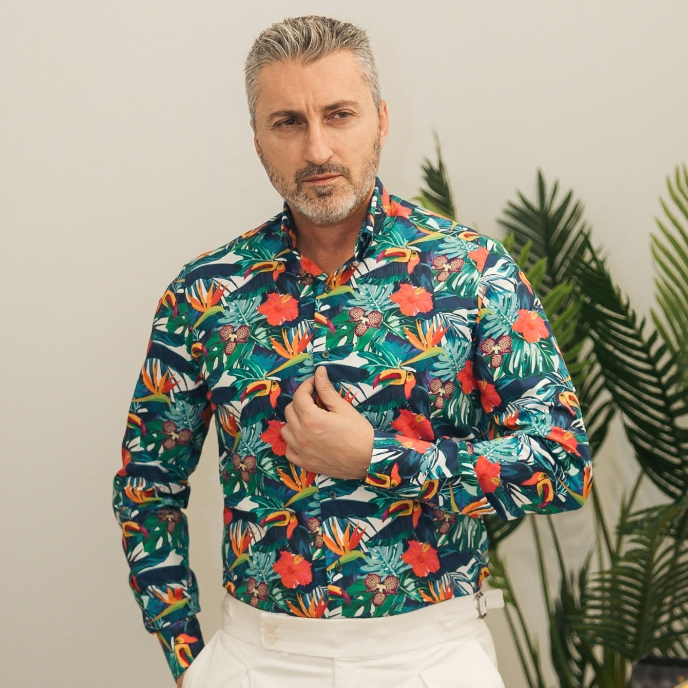 Camasa barbati casual imprimata model exotic Merer