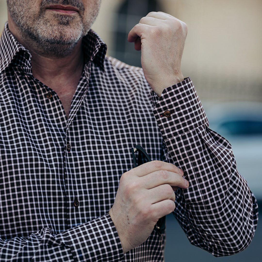 Camasa barbati in carouri maro casual Merer