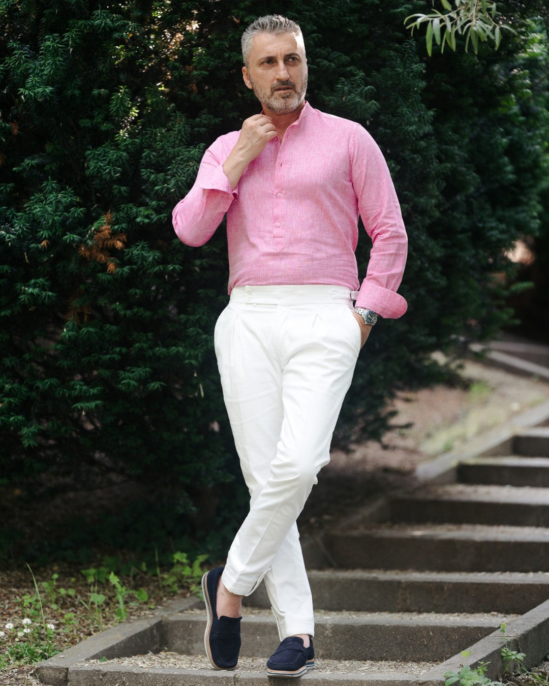 Men's casual pink IN shirt with partial vent Merer