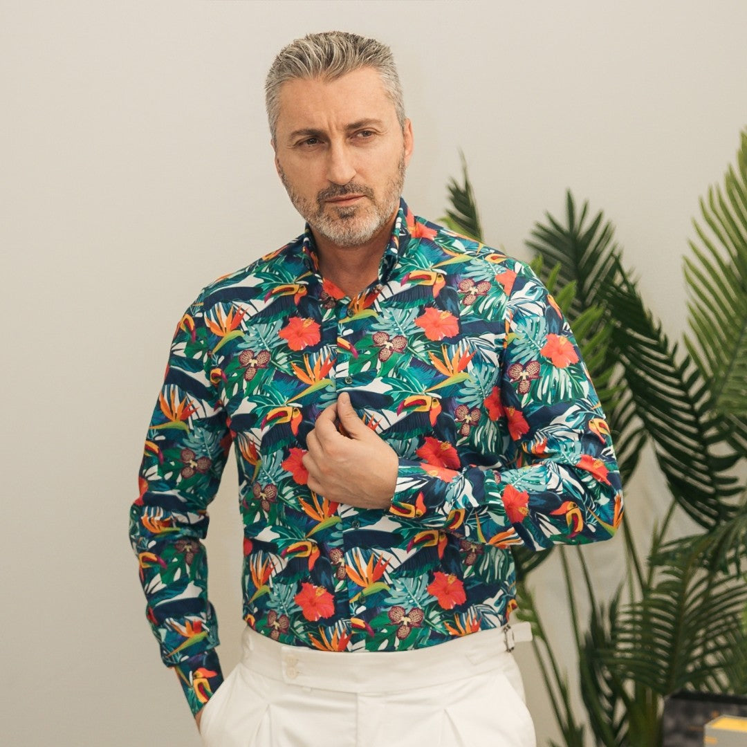 Camasa barbati casual imprimata model exotic Merer