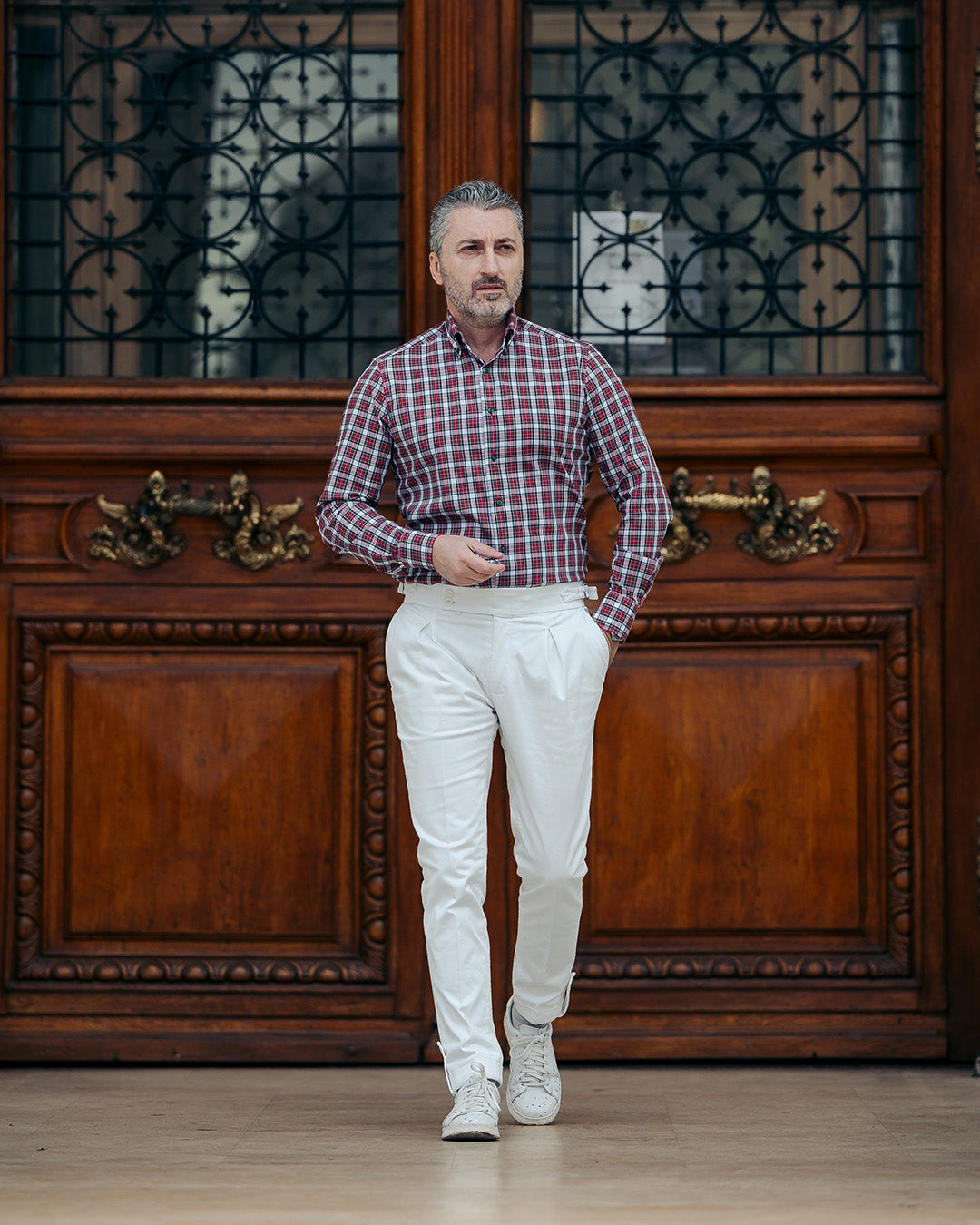 Camasa barbati in carouri multicolore casual Merer