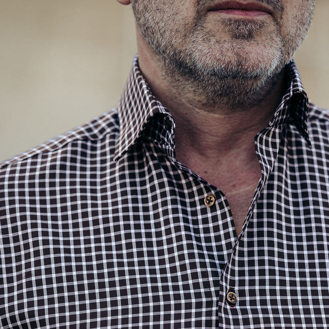 Camasa barbati in carouri maro casual Merer