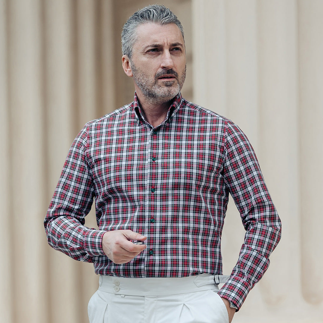 Camasa barbati in carouri multicolore casual Merer