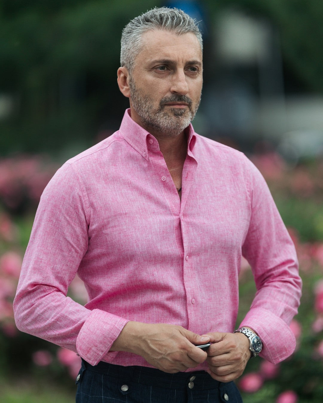 Camasa barbati roz casual din IN Merer