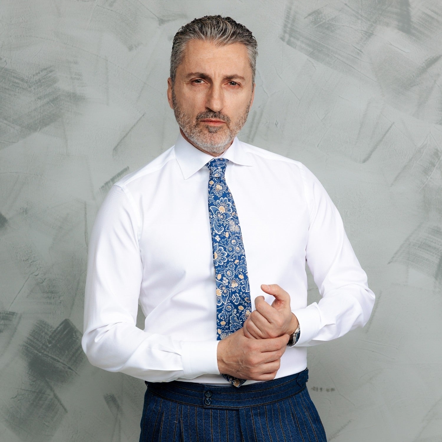 Cămașă barbati alb optic din bumbac Twill – Merer Sarti Manerotti