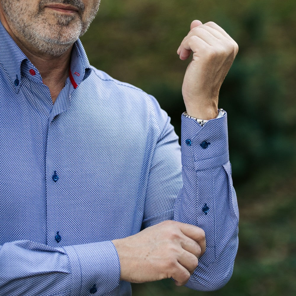 Men's casual blue shirt, textured fabric Merer