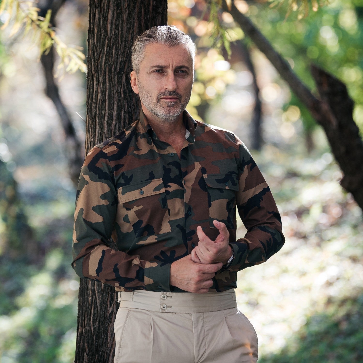 Camasa barbati casual Comando camuflaj Kaki Merer