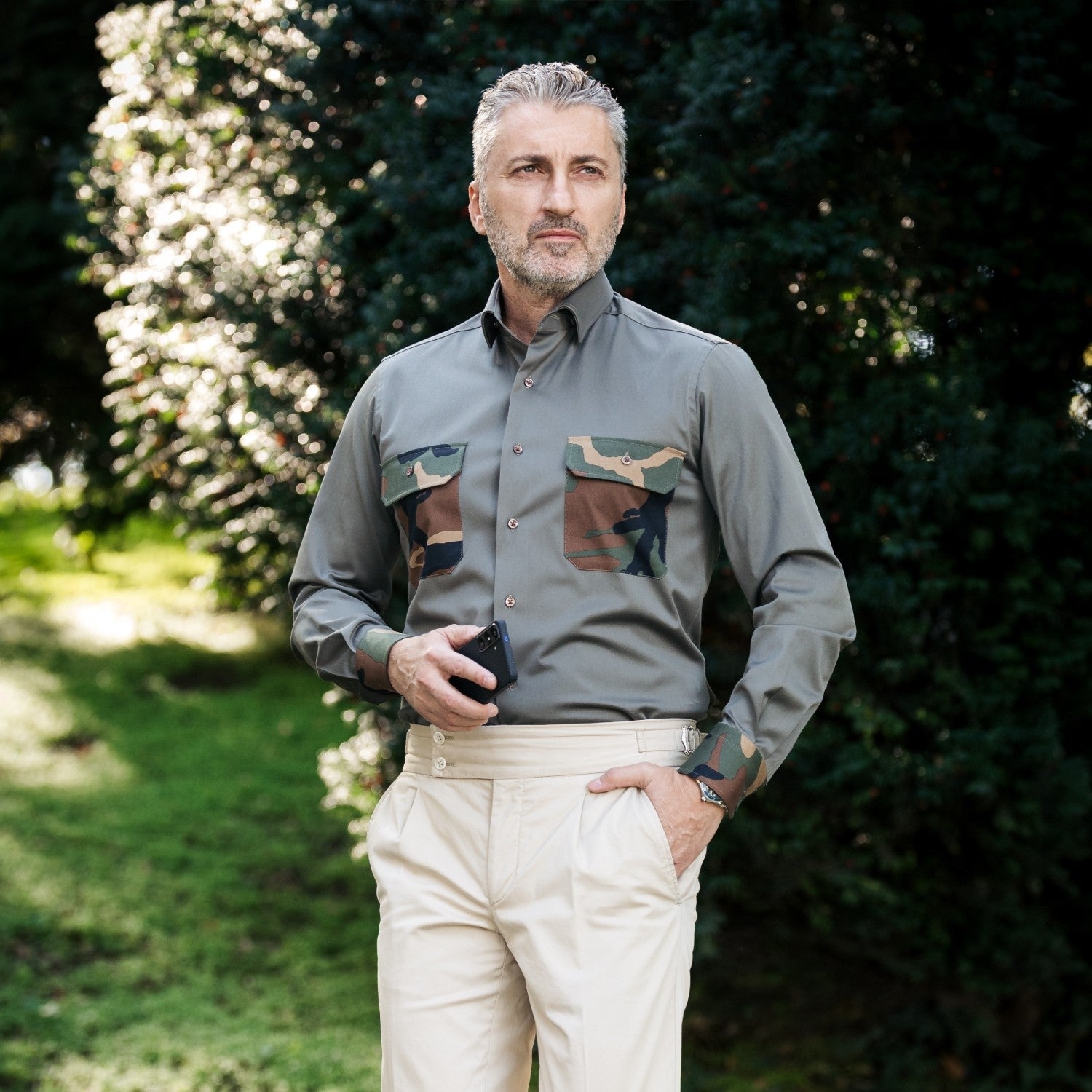 Camasa barbati casual Comando kaki Merer