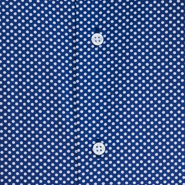 Men's casual shirt with navy blue polka dots Merer