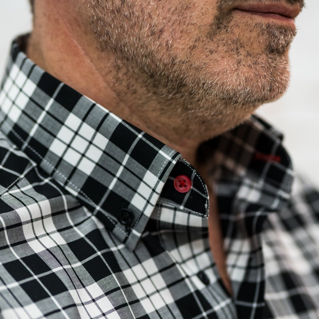 Men's casual shirt in large black checks Merer