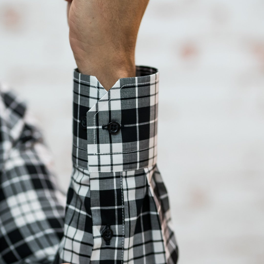 Men's casual shirt in large black checks Merer