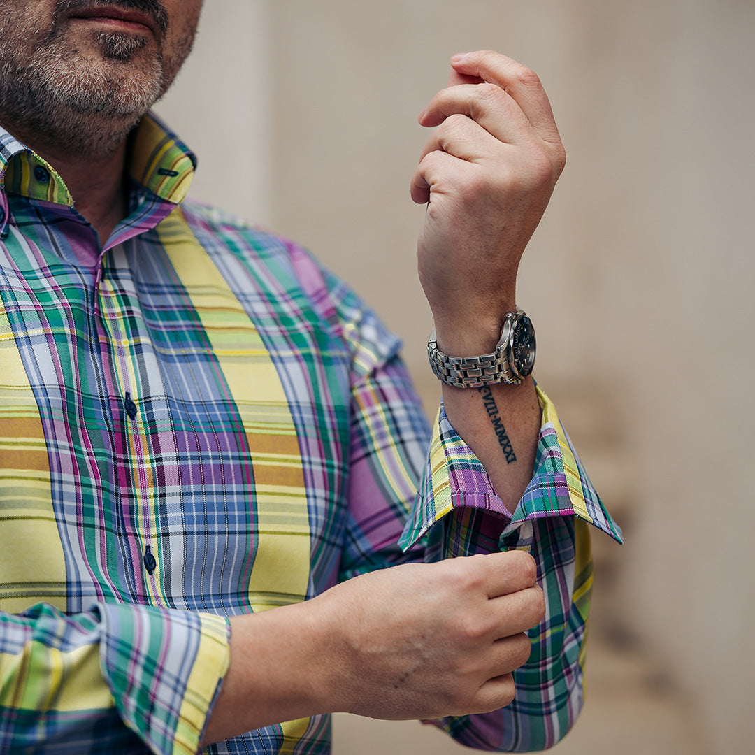 Large multicolored checkered shirt