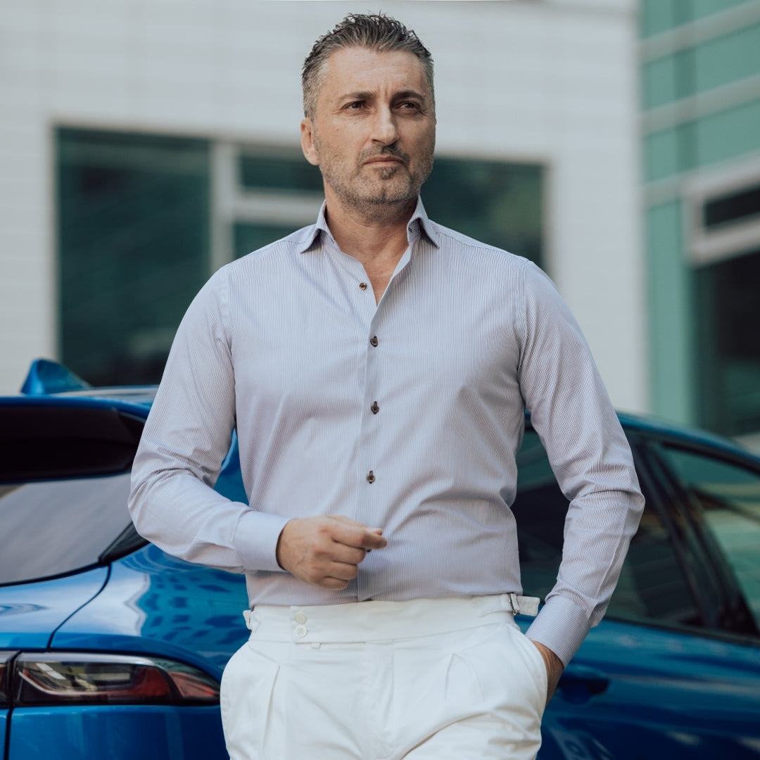 Camasa barbati business in dungi fine maro Merer