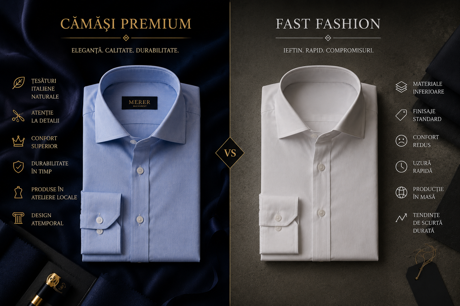 Cămășile premium versus fast fashion – Care este diferența?