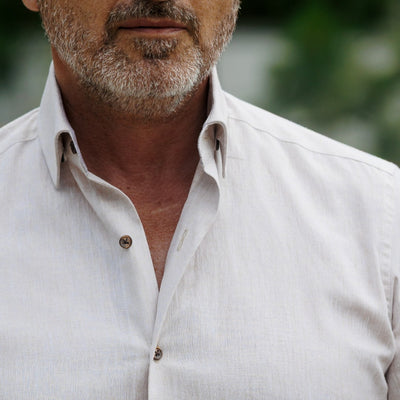 Men's casual cream shirt made of Merer IN