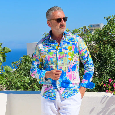 Cămașă bărbați casual Capri Azzurro