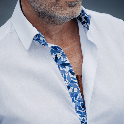 Camasa barbati casual alba din IN cu detalii in contrast Merer